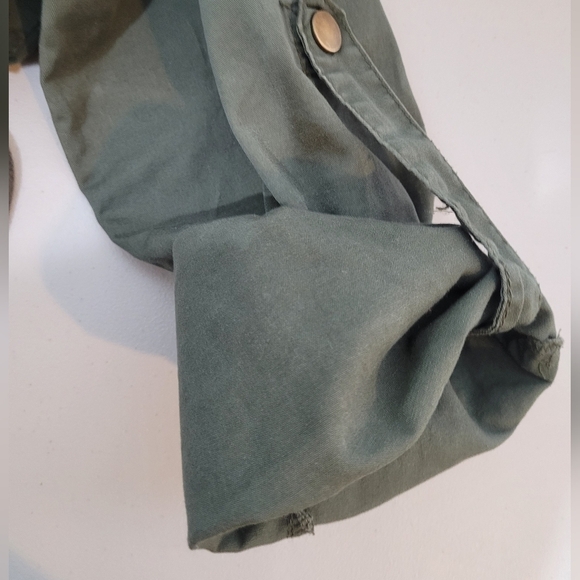 Active USA Green Gray Hooded Cinched Waist Utility Sweater / Jacket - Size M - Picture 10 of 13